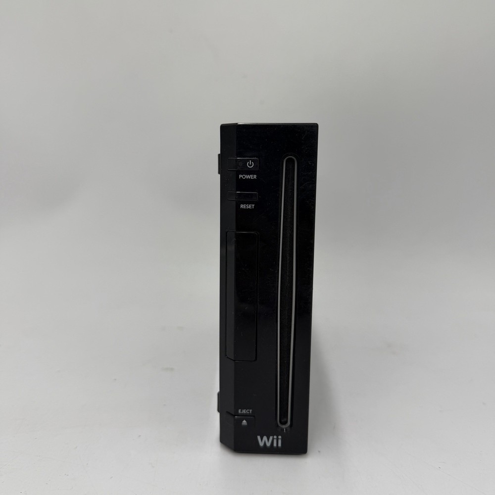 Nintendo Wii Black RVL-001 Bundle Tested Remote Wheel Pro Controller Gamecube