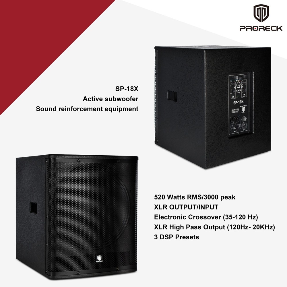 Proreck SP-18X 3000W Powered DJ Subwoofer For Stage live