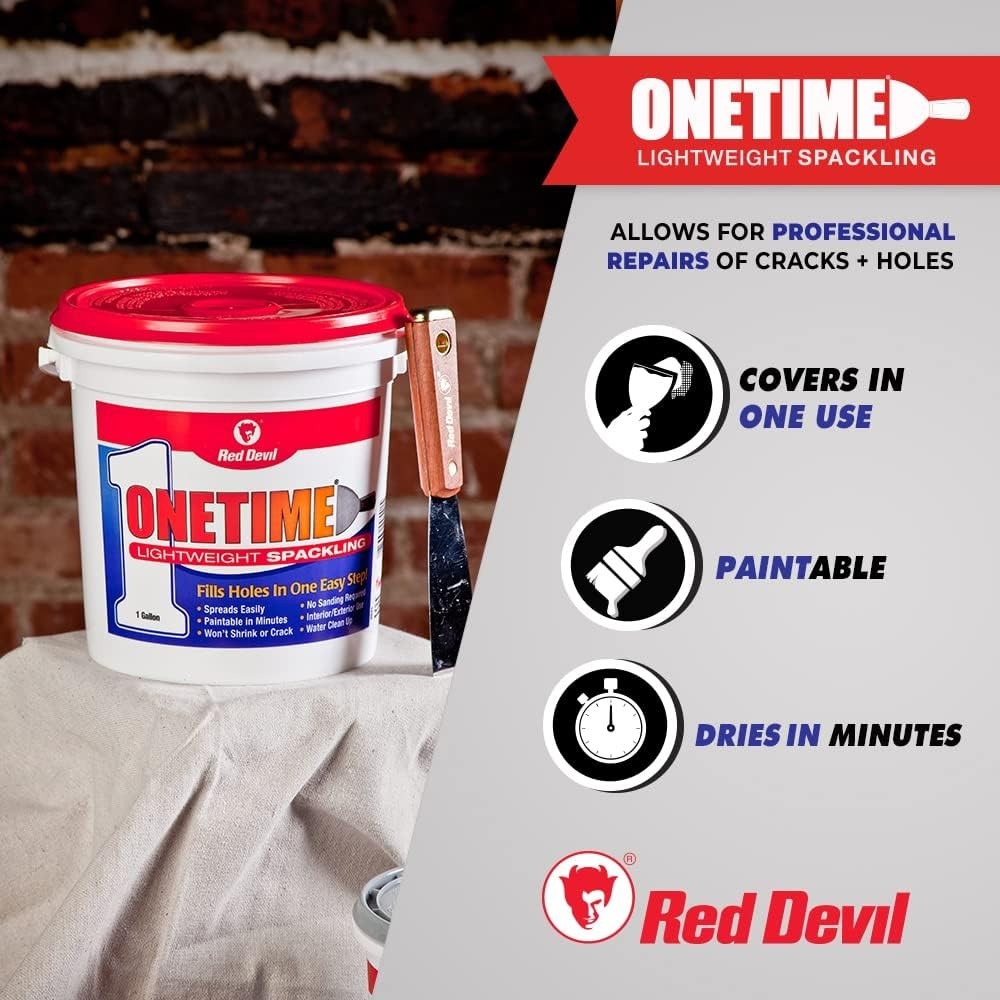 Professional-Grade ONETIME Spackling Paste - Quick 30 Min Drying Time, 8 Oz
