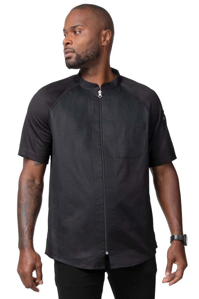 Chef Works Men's Arcadia Chef Coat Medium Black