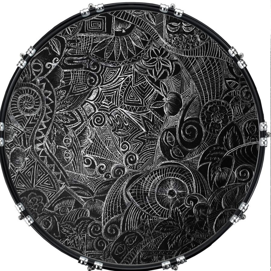 20" Custom Bass Kick Drum Front Head Graphical Etched Art 1