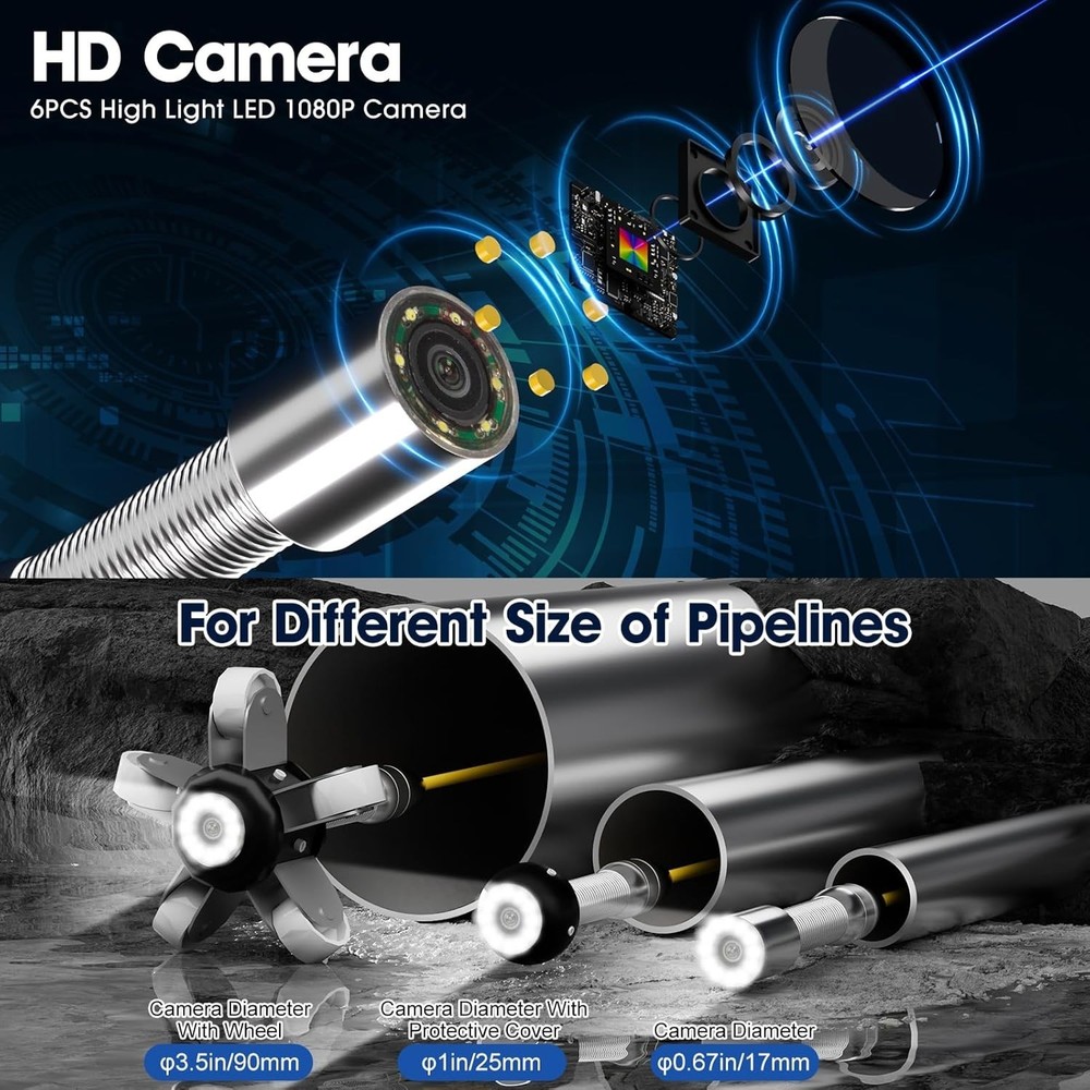 Pipe Inspection Camera 200FT Waterproof DVR