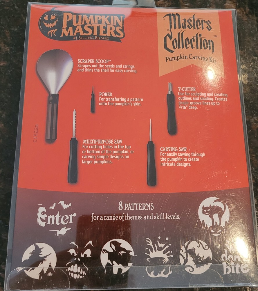 Pumpkin Masters Stainless Steel Tools Carving Kit Patterns Halloween