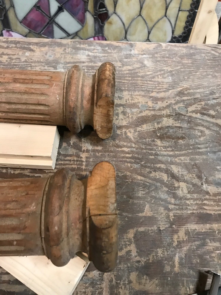 An Pair Antique fluted Oak Columns 50 x 3 x 5