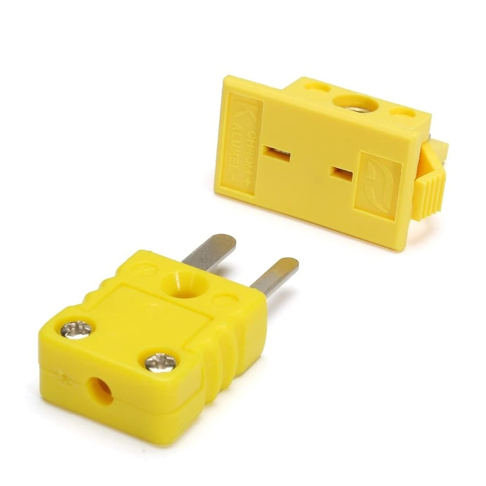 2 Set K-Type Panel Mount Thermocouple Miniature Socket and Plug Connector Yellow