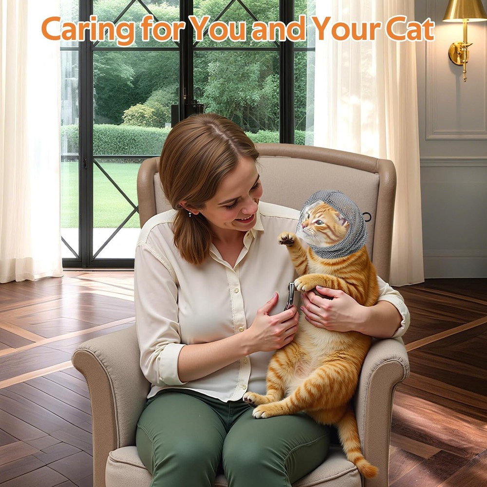 Adjustable Cat Muzzle for Grooming and Biting Prevention, Breathable TPU Mate...
