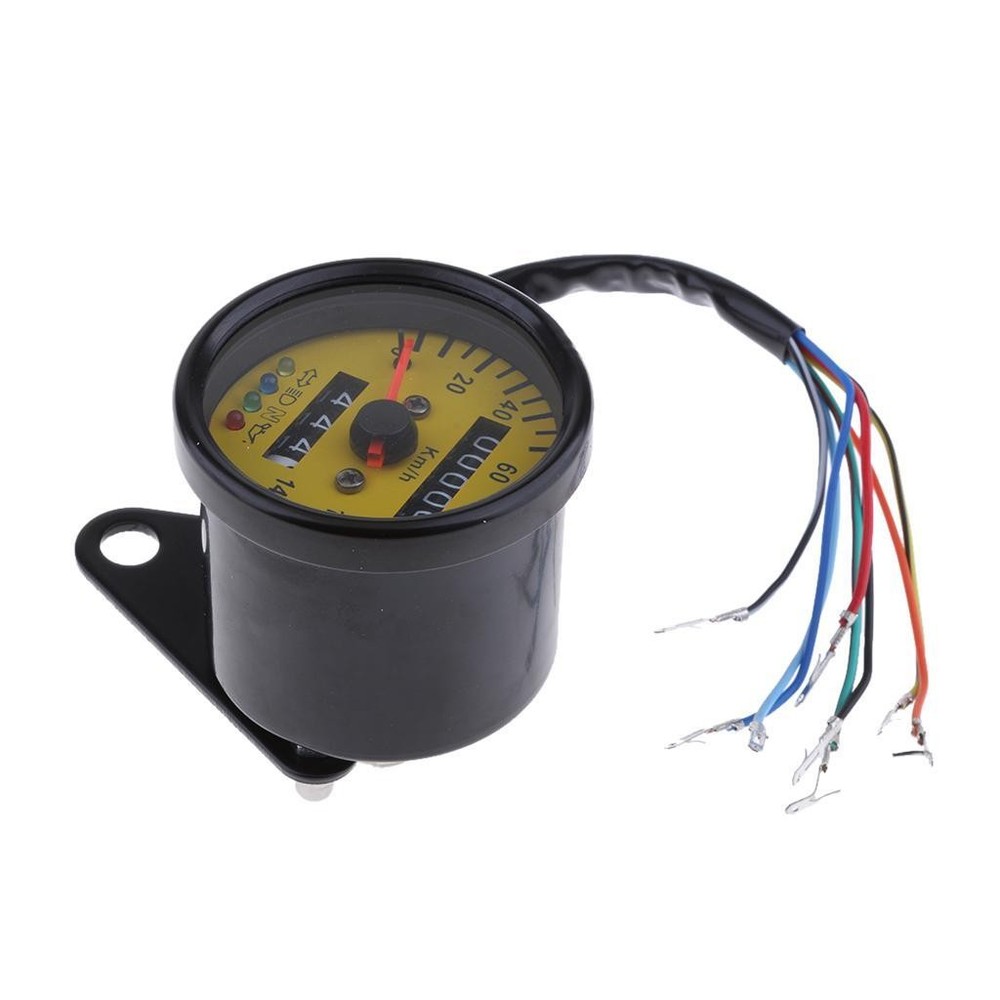 Motorcycle Speedometers Meter DC 12V Yellow Dial 60Mm