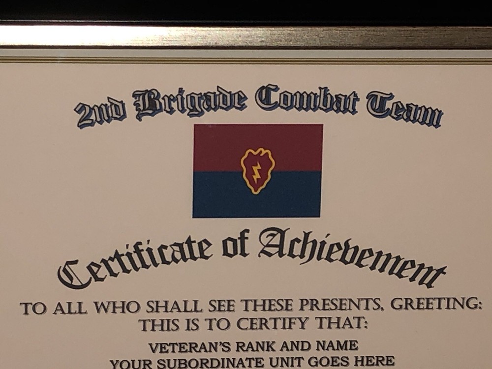 2ND B.C.T. / 25TH INFANTRY DIVISION (COMMEMORATIVE CERTIFICATE)