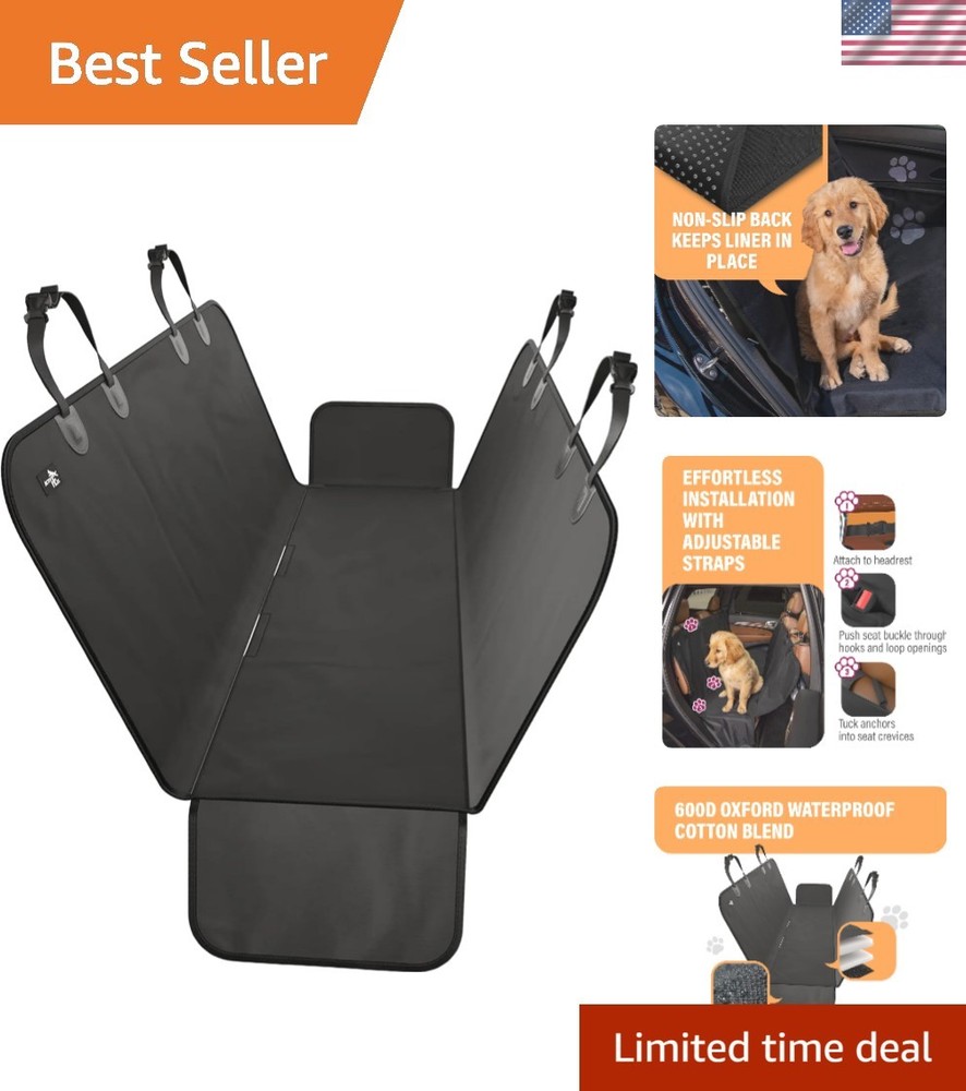 Full Coverage Waterproof Dog Seat Protector with Safety Barrier - Black