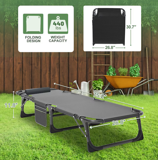 Esazn Folding Camping Cot Folding Stackable Polyester Large Cot