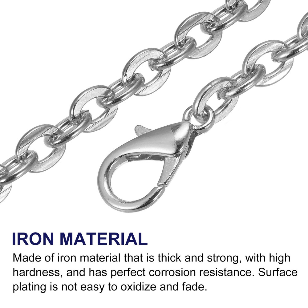 24"x0.22" Purse Chain Strap, Purse Handle Shoulder Replacement Strap, Silver