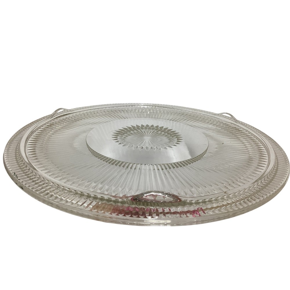 Clear Pressed Glass Platter Starburst