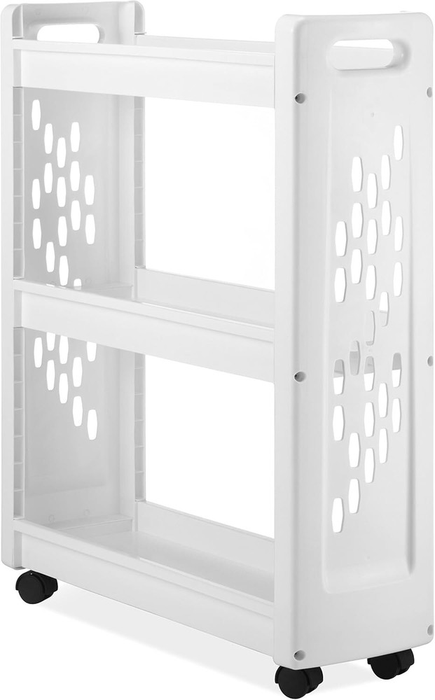 3 Tier Rolling Laundry Cart, Plastic Shelf with Wheels