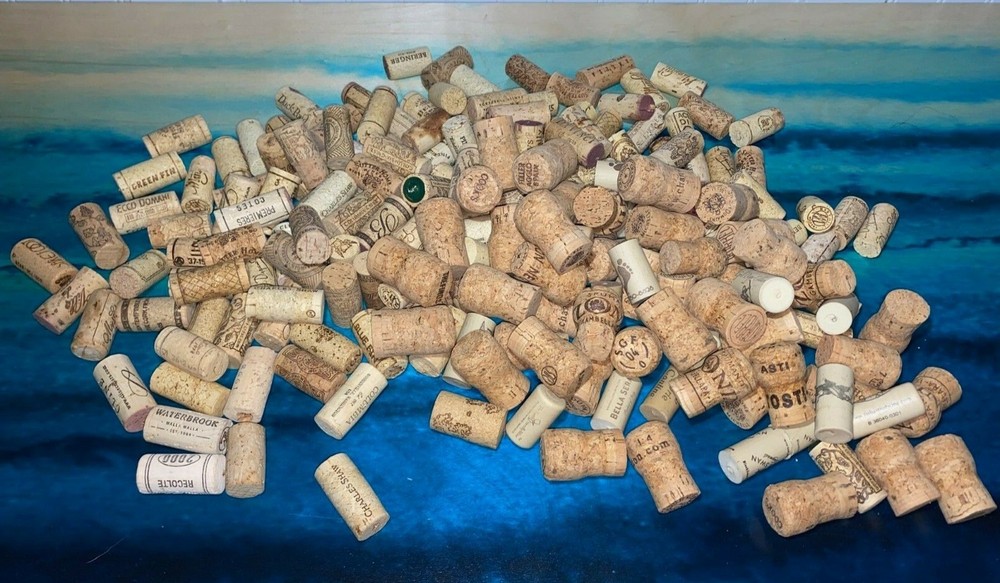 Lot of 200+ Assorted Brand Wine Corks -- Mostly Natural, Some Synthetic - 2+ Lbs