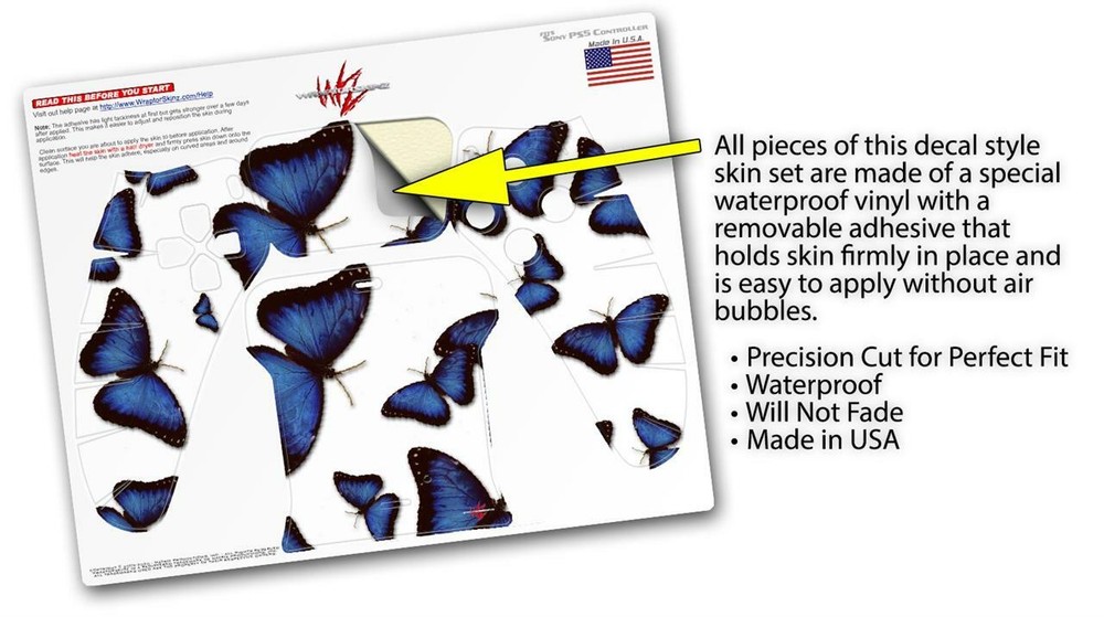Skin Sony PS5 Controller Butterflies Blue