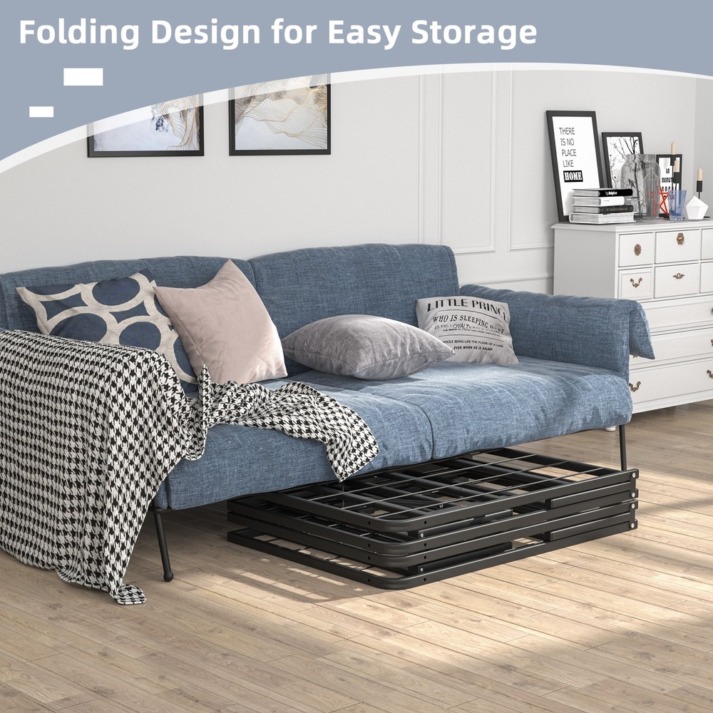 Full Size 14" Metal Platform Bed Foldable Mattress Foundation Tool-Free Assembly