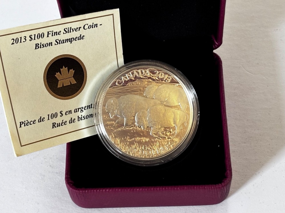 2013  $100 Fine Silver Bison Stampede Canada Mint Box + COA