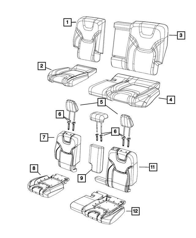 Genuine Mopar Headrest Sleeve Center Non-Locking 5rl52lu5aa