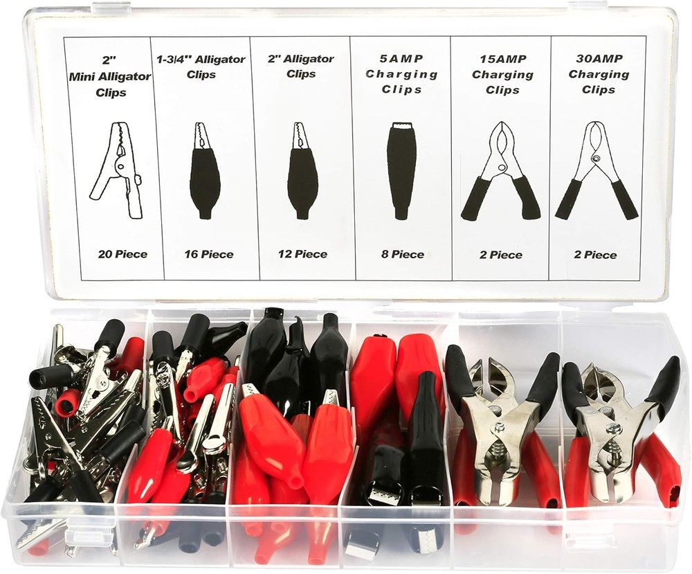 Versatile 60PC Alligator Clip Set with Storage Case - Essentials for Electronics