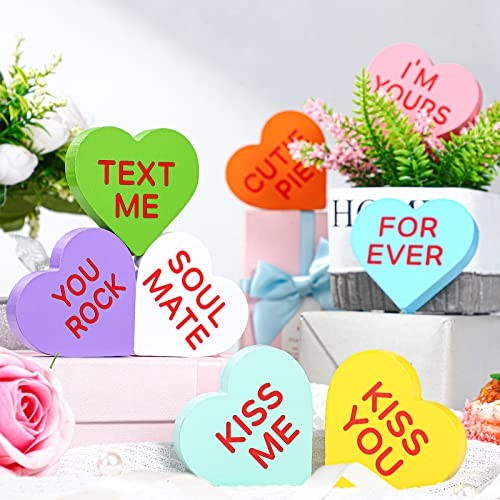 8 Pcs Valentine's Decor Conversation Hearts Candy Heart Table Classic