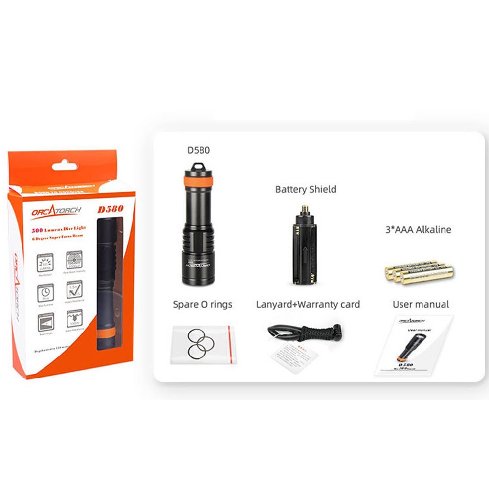 OrcaTorch D580 530 Lumens Dive Light