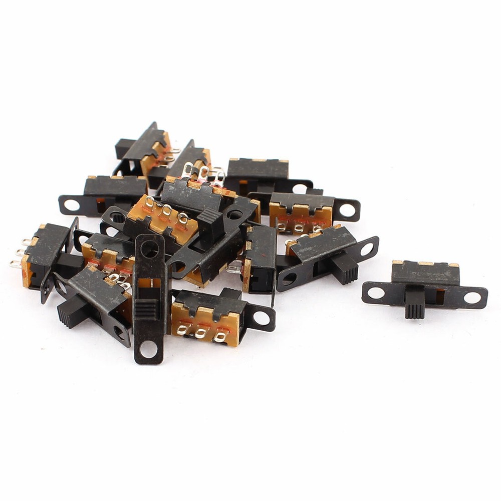 18pcs Power Side Button Plate Mounting Sliding Switch 2 Position 3 Terminals-