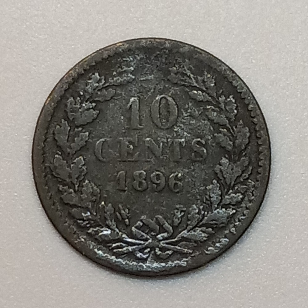 1896 Netherlands 10 Cents- Corrosion