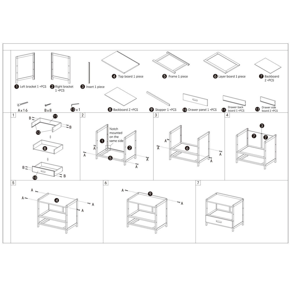 Bedroom Storage Organizer Side Table Bamboo Bedside Nightstand End Table+Drawer