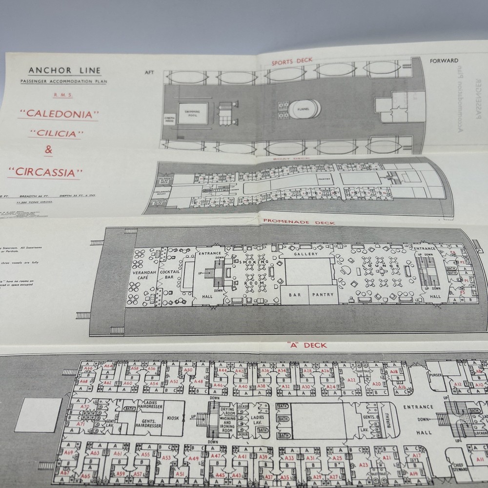 Anchor Line Limited 1959 Passenger Accommodation Plan