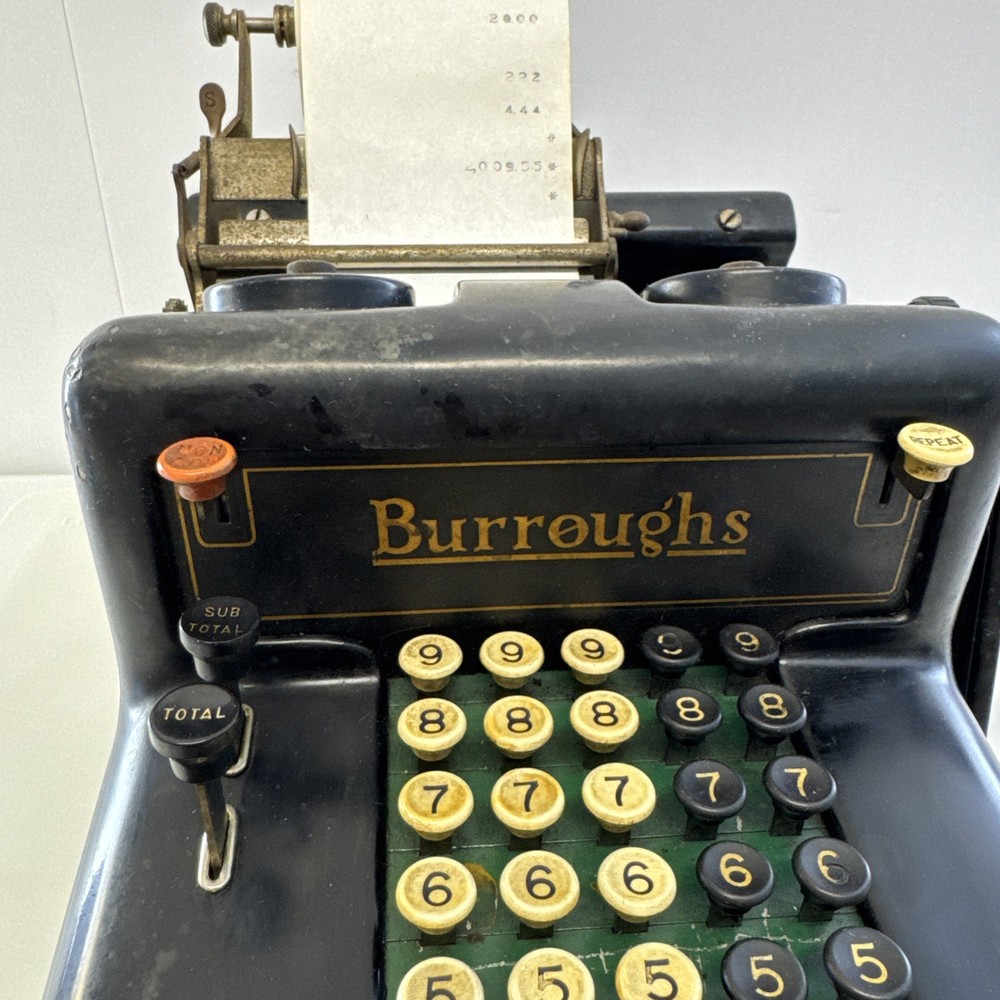 Antique 1920s Burroughs Class 3 Adding Machine Hand Crank, Tested