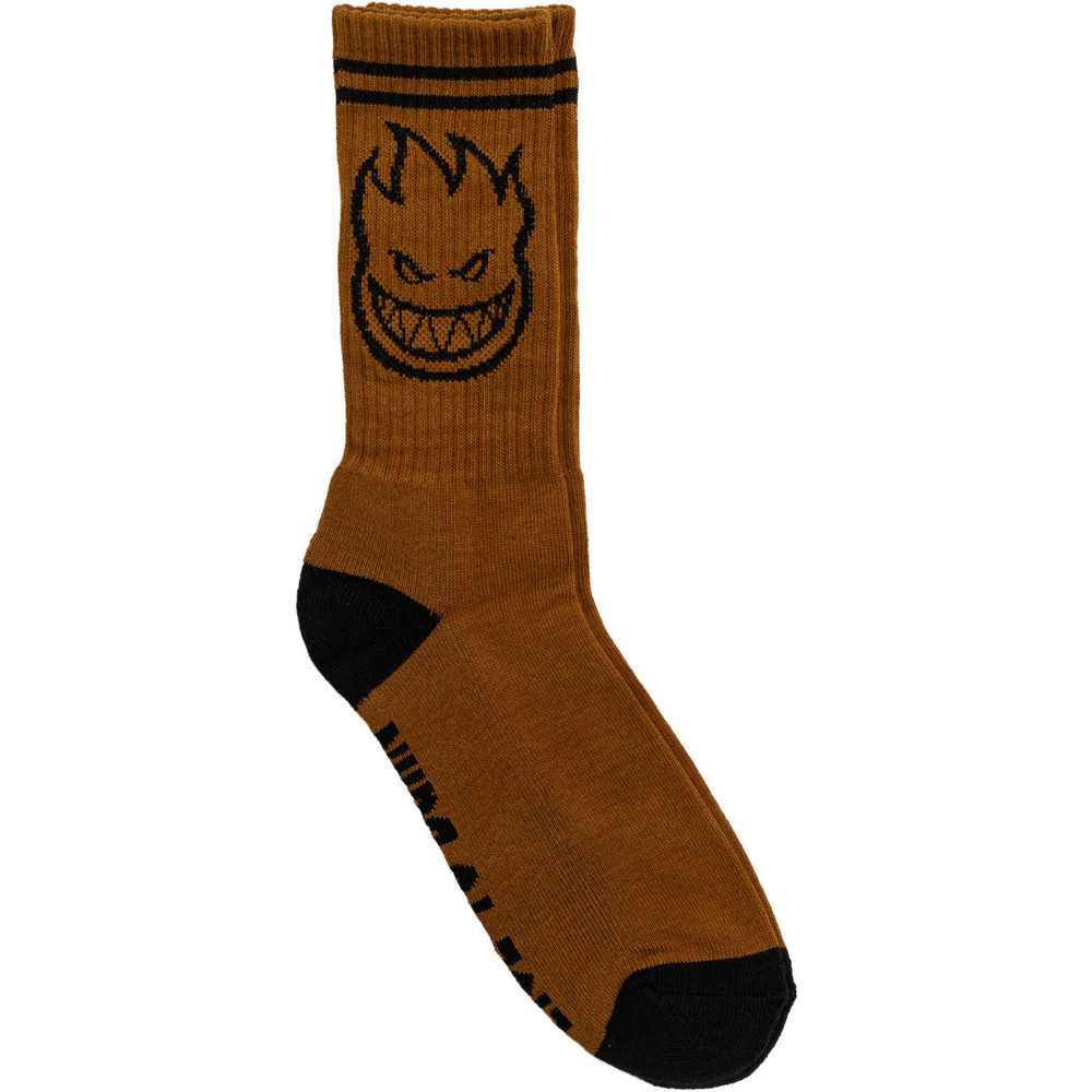 Spitfire Bighead Logo Stripe Socks Brown Black One Size