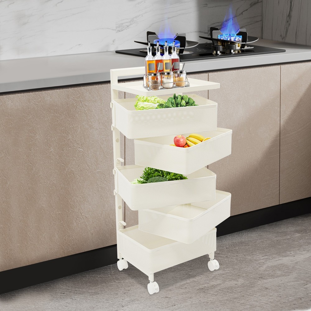 Rotating Storage Rack, Kitchen Organizer With Rotating Basket