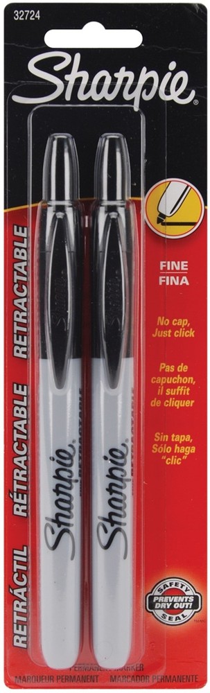 Sanford Sharpie Fine Point Retractable Permanent Markers 2/Pkg-Black