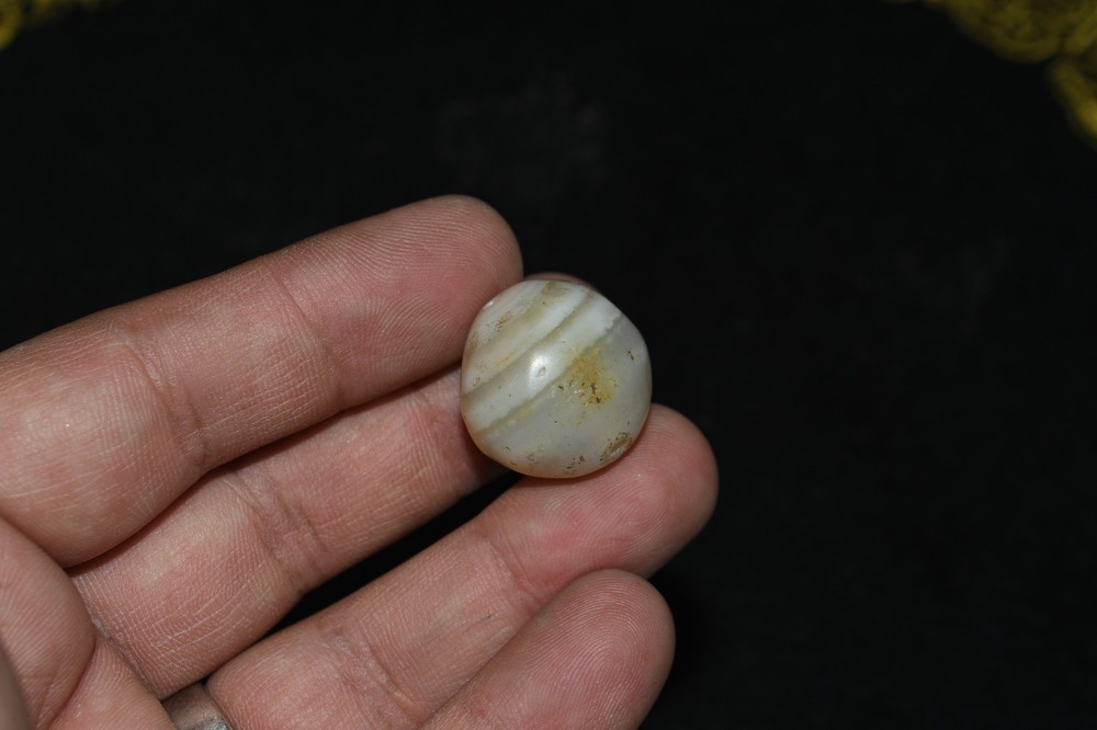 Large Ancient Round Banded Agate Stone Bead over 2000 Years Old