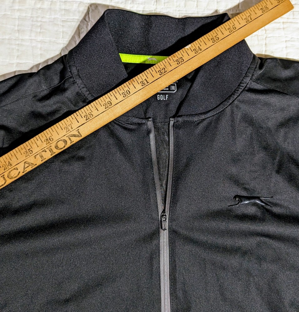 Slazenger Golf Pullover Mens Sz M Medium Vented Lightweight 1/2 Zip Jacket Black