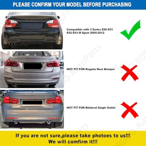 Rear Diffuser for 2005-2012 3 Series E91 E92 E93 Single Side Double Outlet E90