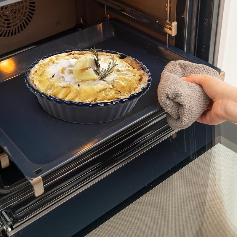 Ceramic Pie Pan Set 2 Pack Deep Blue Baking Dish Oven Safe Dishwasher Safe New