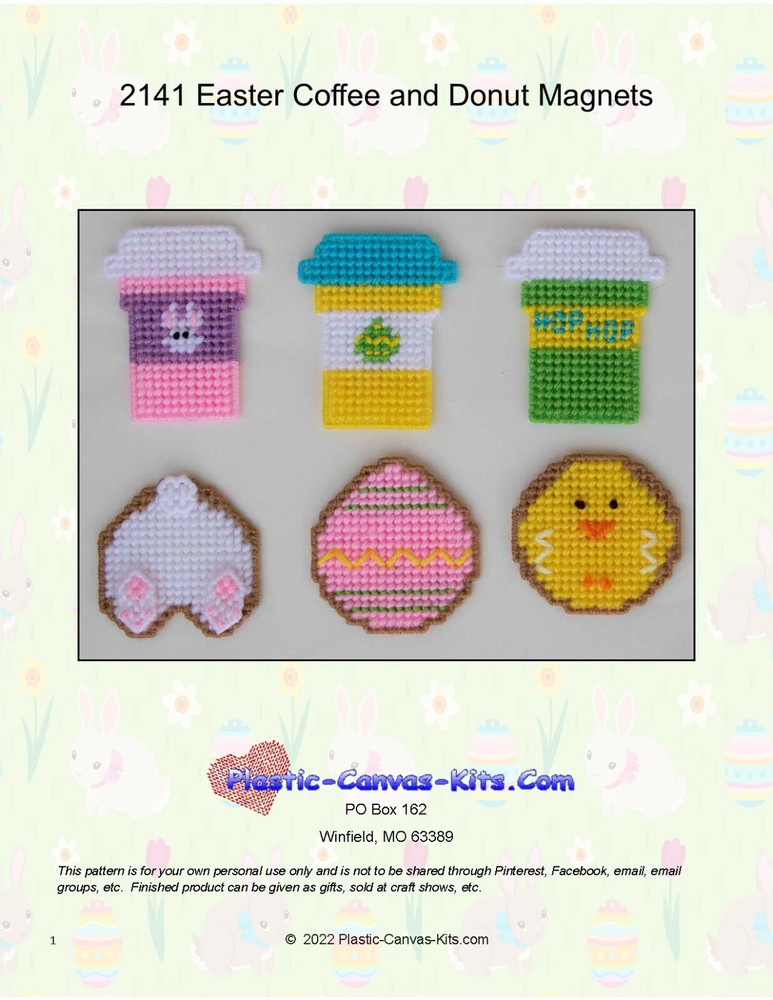 Easter Coffee and Donut Magnets- Plastic Canvas Pattern or Kit