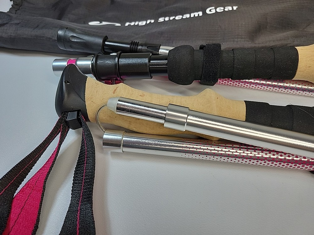 2-High Stream Gear Walking Sticks, Pink Lightweight Foldable & Extendable