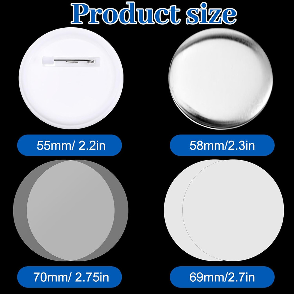 100 Sets 2.25 Inch Button Maker Supplies, 400 Pcs 58Mm Button Supplies Include M