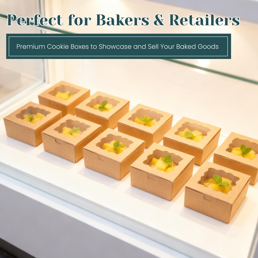 50pcs Cookie Boxes with Window Bakery Boxes Small Treat Boxes Mini Pie Boxes ...