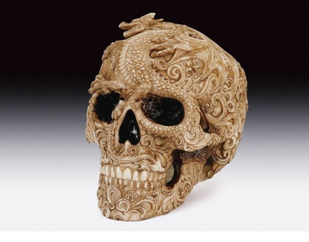 Skull with Dragon  Figurine Statue Skeleton Halloween