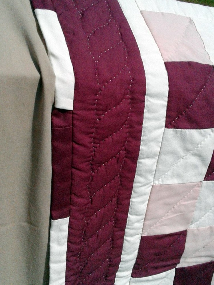 Vintage Patch Work Quilt Wall Hanging Burgundy Pink