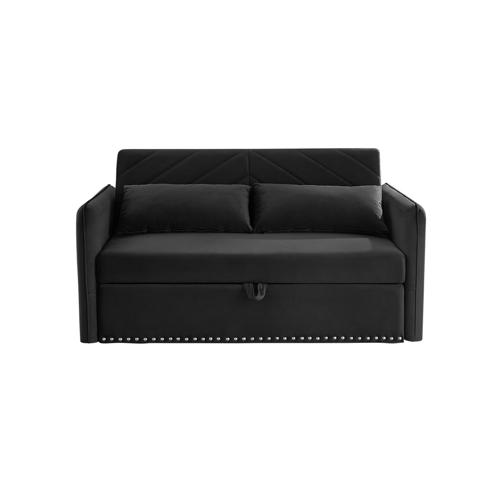 3-in-1 Sleeper Sofa Bed Adjustable sleeper with pull-out bed w/USB Port & Pillow