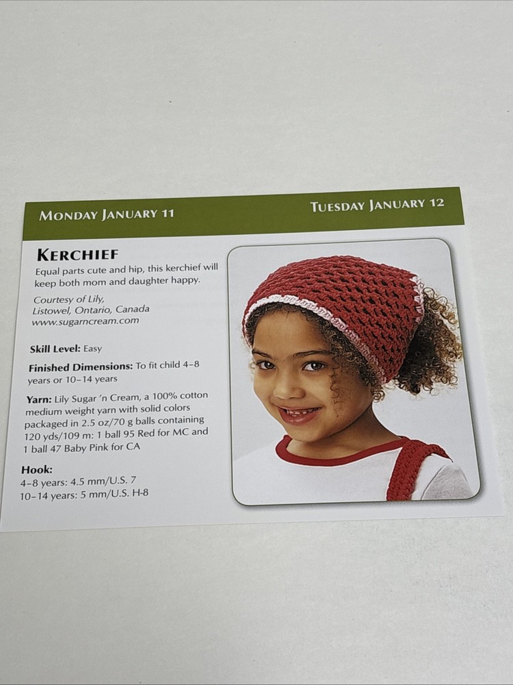 Kerchief Child Size Crochet Pattern Card Page