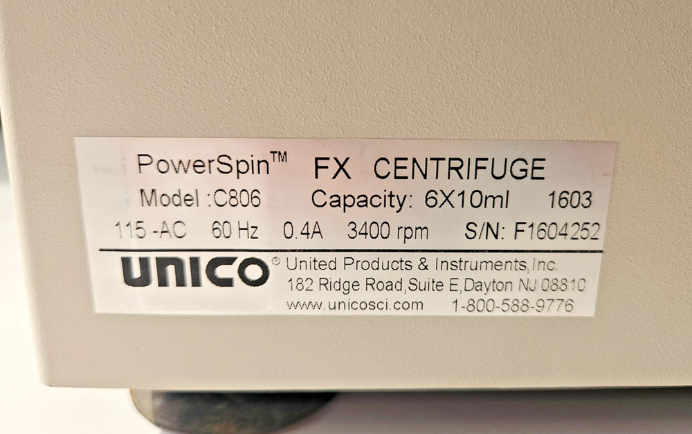Unico C806 Powerspin FX Fixed-Speed Centrifuge
