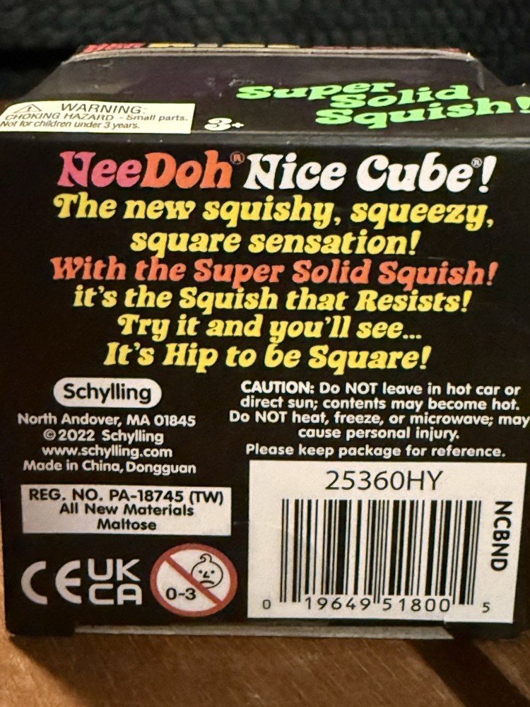 Schylling Nee Doh Nice Cube Super Solid Squish Squeeze Ball Purple 25360HY