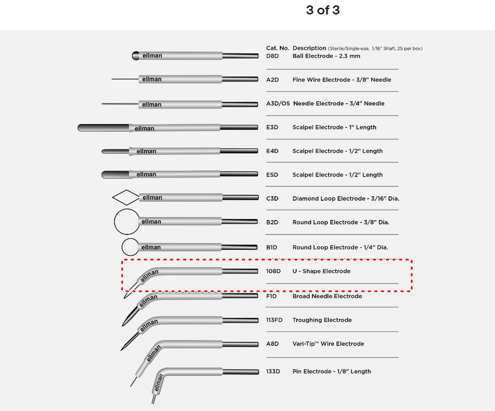 Ellman 108D- U Shape Electrode