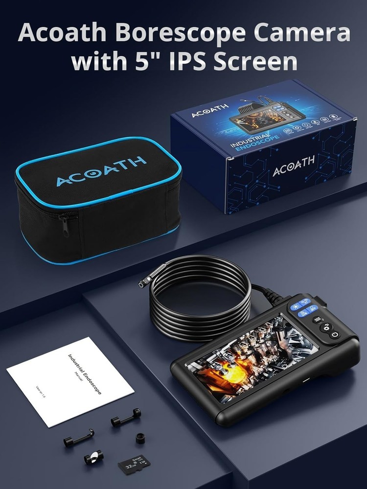 Compact 9.8FT Endoscope Camera - High Resolution, Waterproof, User-Friendly