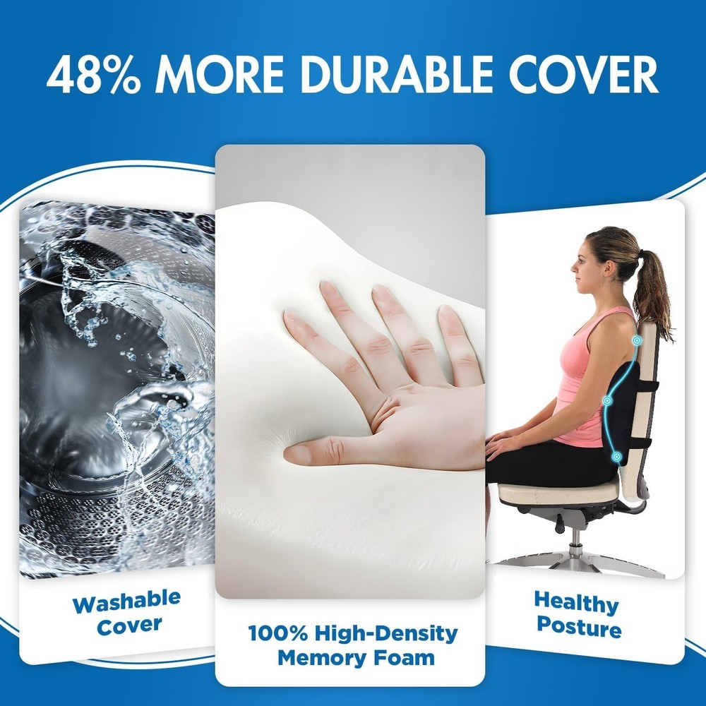 Non-Slip Memory Foam Lumbar Support Pillow - Ultimate Back Comfort Solution